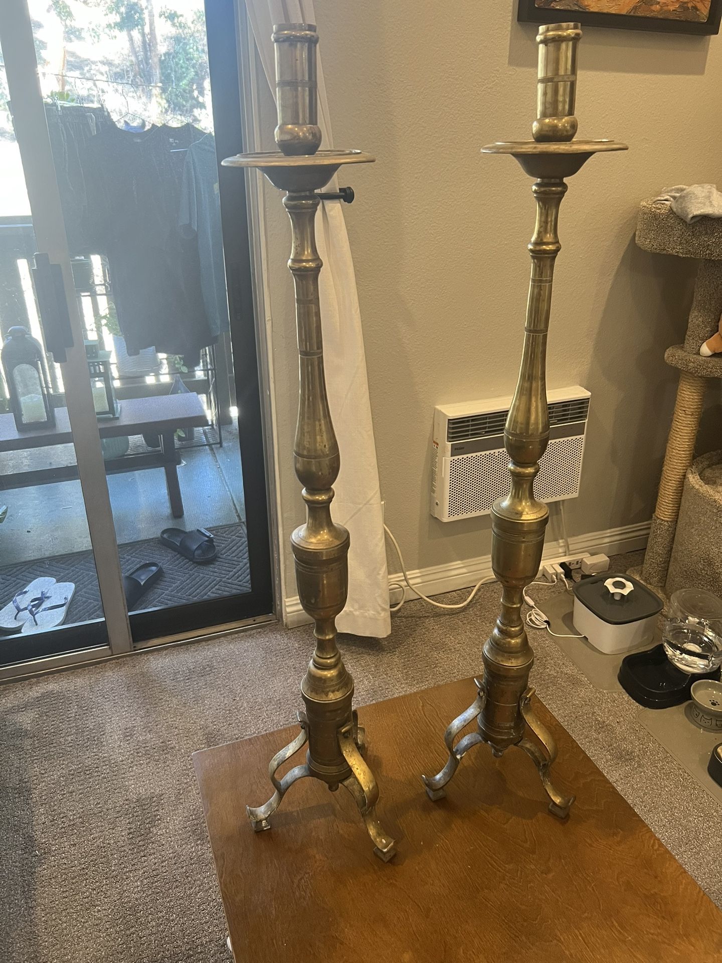 Vintage 19th Century 2 Solid Brass Candelabra Candle stick