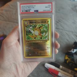 PSA 8 Raichu X Y Evolutions Pokemon Slab