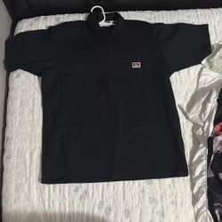 Ben Davis Short Sleeve 1/2 Zip Shirt, Black, Medium 