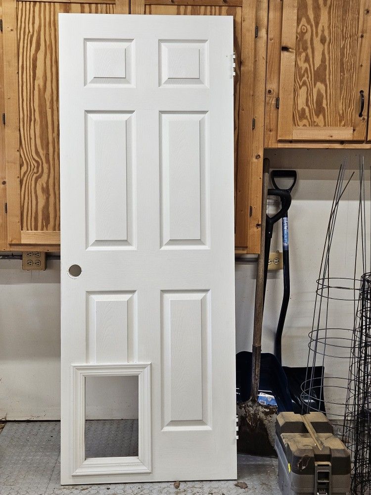 White Interior Door with Pet Entrance