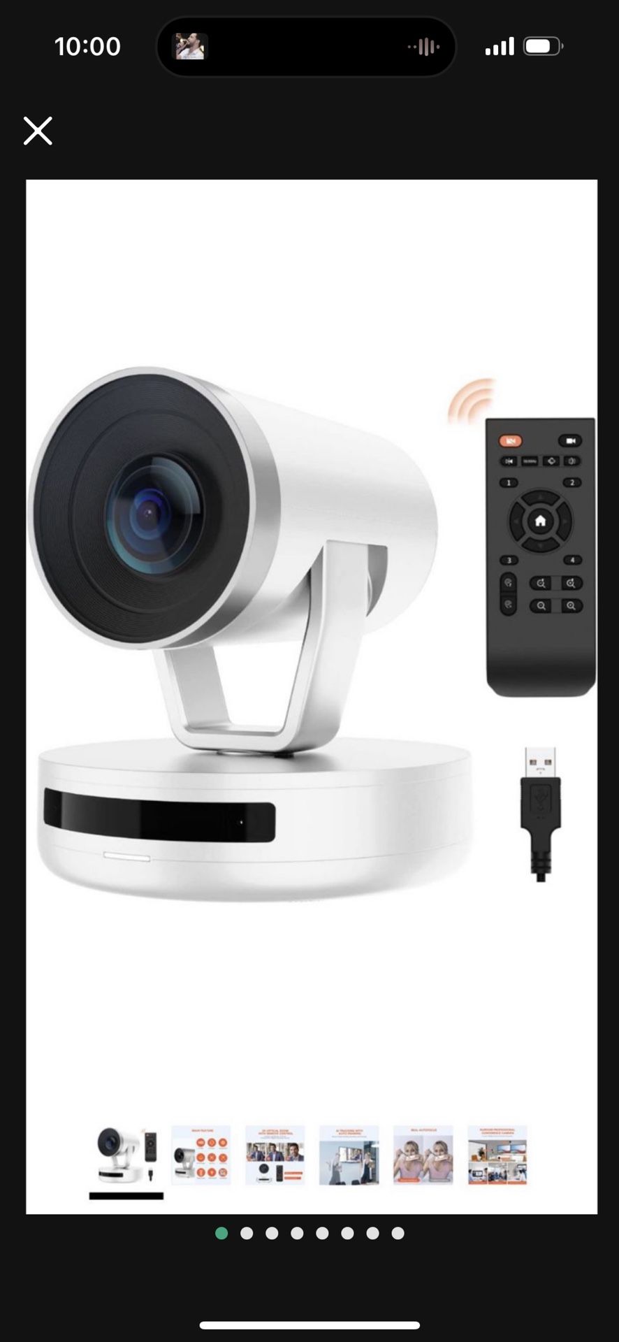 NUROUM PTZ 1080P Webcam Video Conference FHD Camera with 5X Optical Zoom and Remote Control AI Powered Framing Tracking AutoFocus 122 Degree Wide Angl