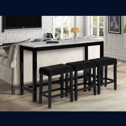 Super Deal  Mothers Day Special  Table w/ 3 Stools Counter Height Faux Marble Top White $298 FREE LOCAL DELIVERY & SET UP ORDER HERE PAY UPON DELIVERY