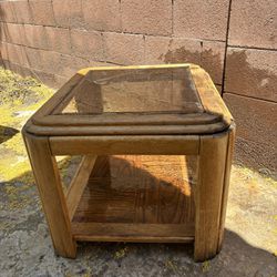 Wood and Glass Coffee Table. Small Table 