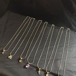 6 Choker Chains with Pendant Handmade 20inch Gold Plated 1.2mm