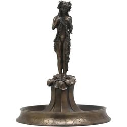 Art Nouveau Bronze Nude Woman Figure in Center Dish