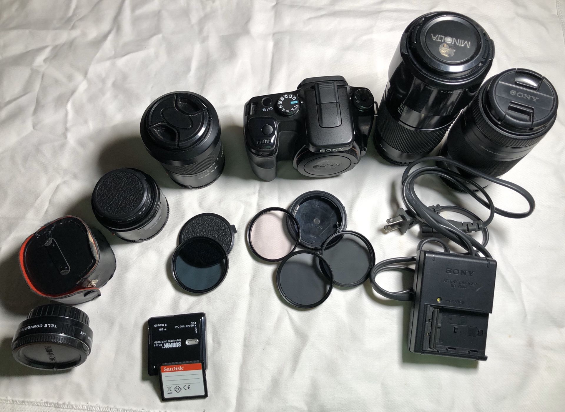 Sony DSLR a-100 digital camera and lenses