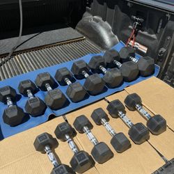 Hex Rubberized Dumbbell Set- Over 350 Pounds 