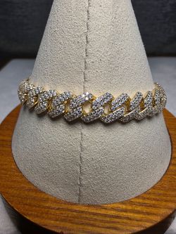7.5" 9mm Monaco Moissanite Bracelet 4.62ctw Gold over 925 Silver w/Box Lock