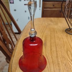 Antique Hobbs Glass Cranberry Wedding Bell