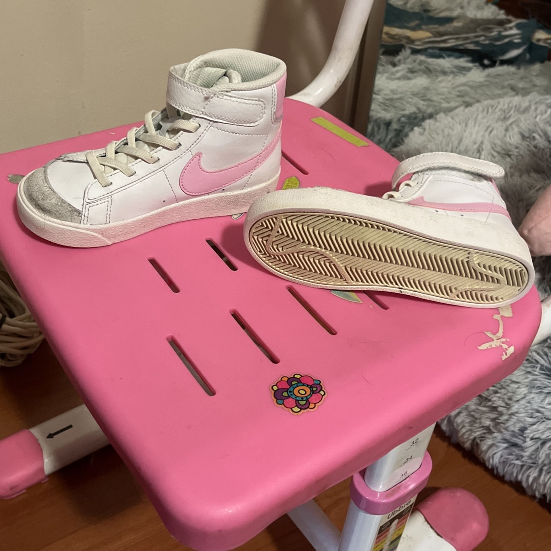 Size 11C De Niña Rosas Con Blanco Nike Pink White