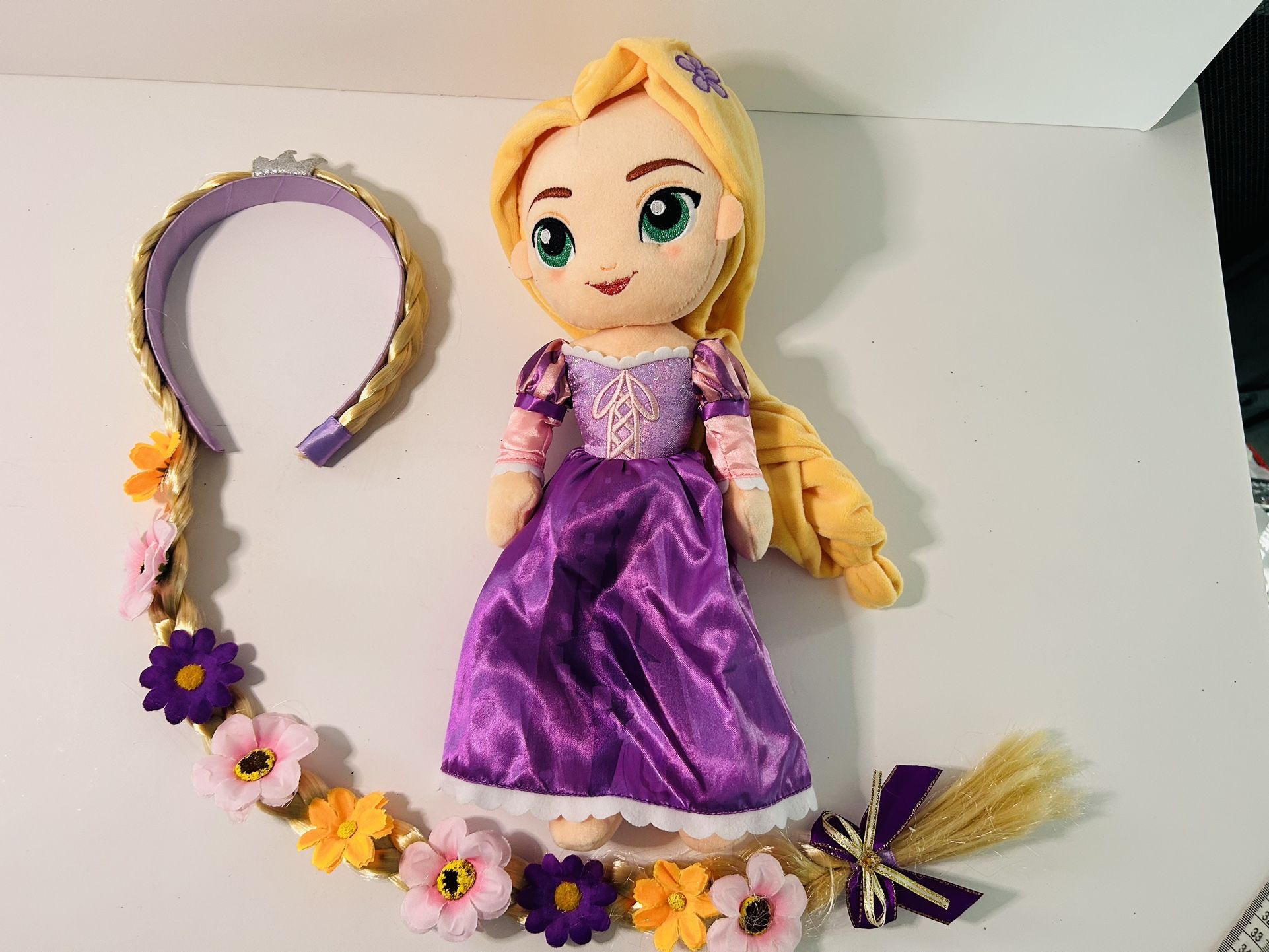 Disney Plush Doll Tangled & headband Bundle new