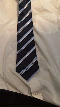Navy Blue Striped Dress Tie 4