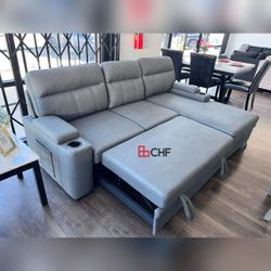 Sectional sofa with storage chaise and pull out sofa bed  // Limited Time Offer Tax Season Deal