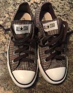 Converse All Star Plaid Brown Tennis Shoes Size 6