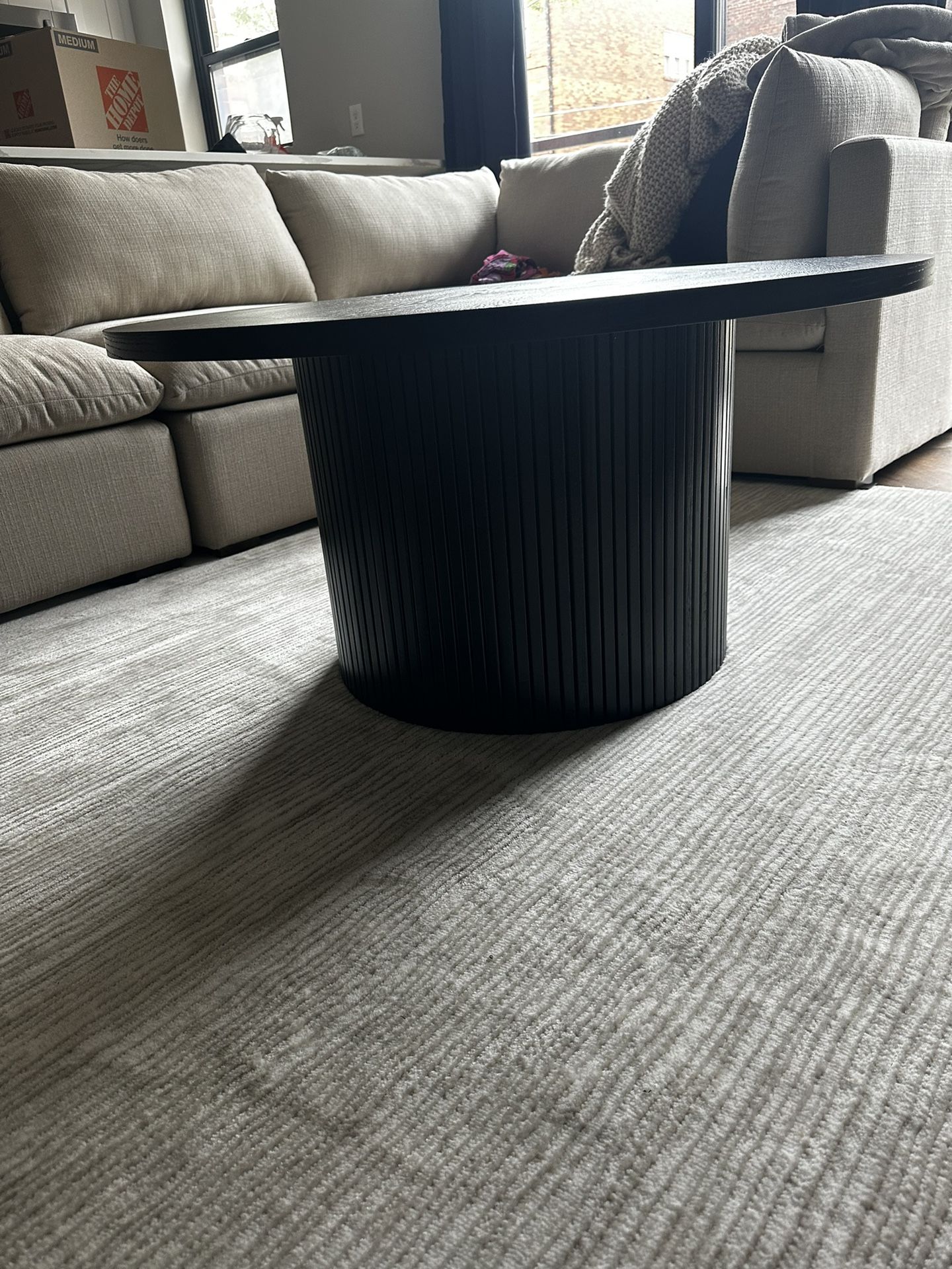 Round Pedestal Wood Coffee Table - Black