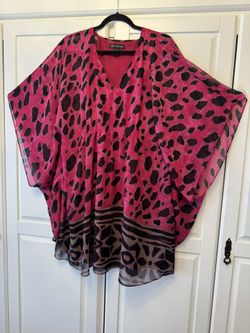 INC international concept leopard batwing Sheer Dress Sz 14