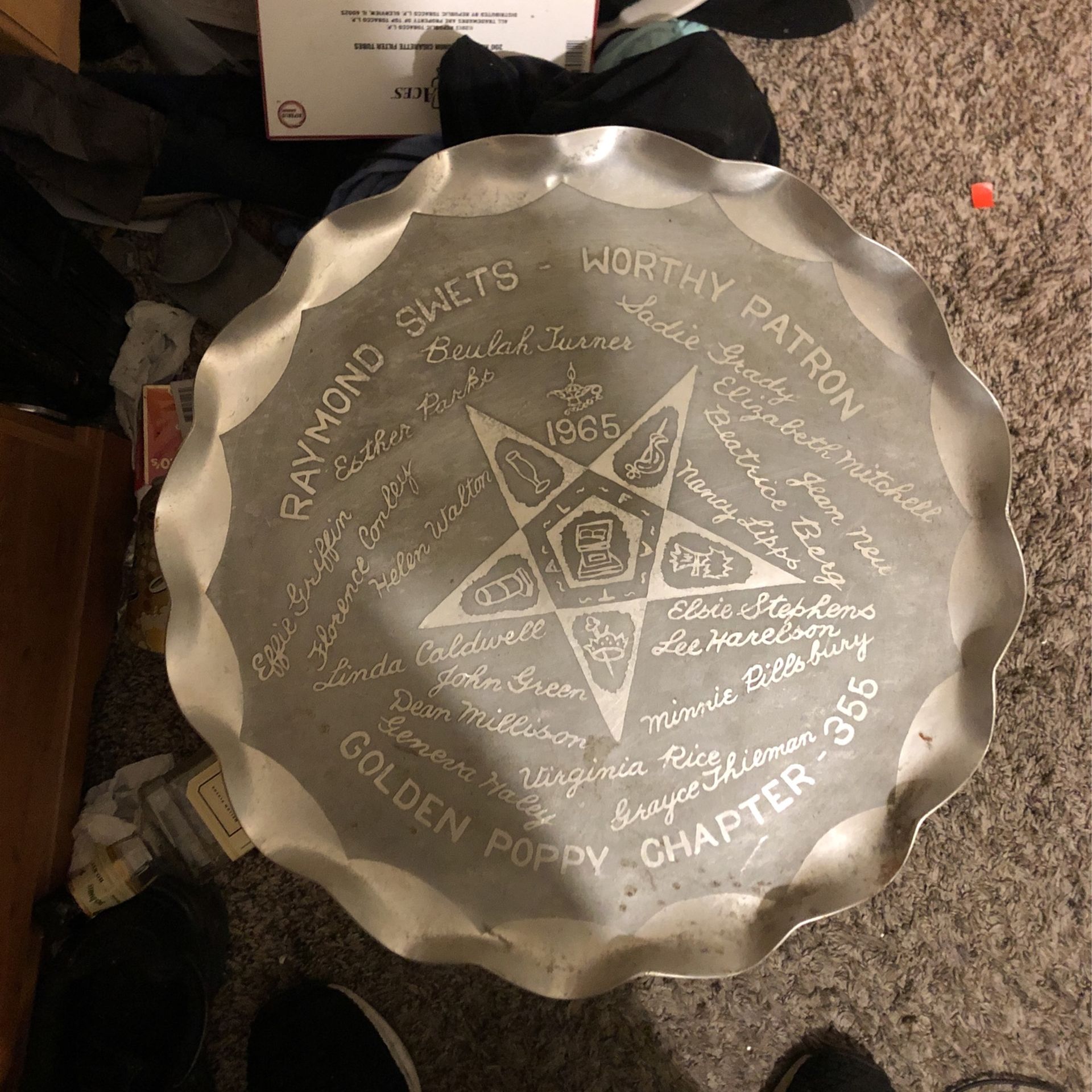 Signed Chapter 355 Worthy Patron Silver Plate