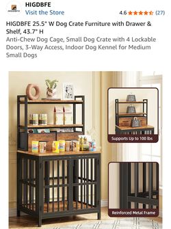Dog Crate furniture with drawer & shelf