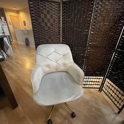 Gray Velvet Rolling Office Chair