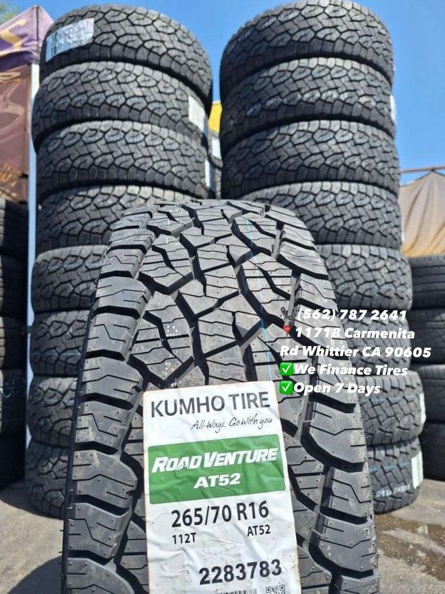 265/70R16 Kumho All Terrain Set of Tires Installed and Balanced Set de Llantas Nuevas Instaladas y Balanceadas