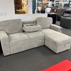 Special Offer🚨Beautiful Light Grey Pull Out Sofa Sectional Available Limited Time $799