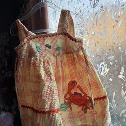 Adorable orange and yellow crab print baby beach dress