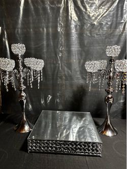 Set of candelabras & stand $140