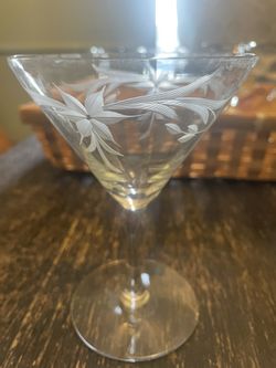 Vintage Martini Etched Glass