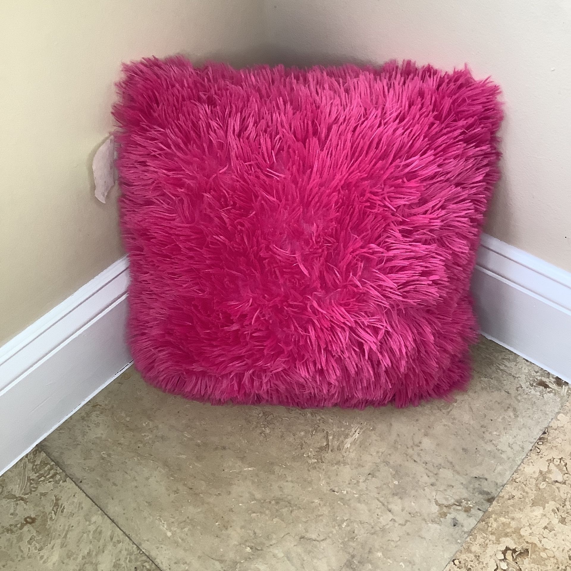 Furry Pink Plush Pillow