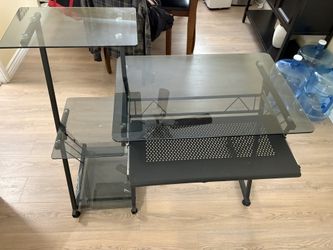 Glass Desk With Printer Stand