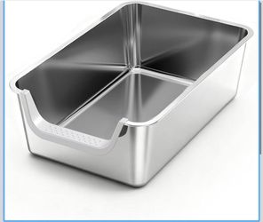 Stainless Steel Litter Box with High Sides,23.6" L X 15.7" W X 7.8" H,Extra Large Jumbo Cat Litter Box,XL Kitty Metal Liter Box for Indoor Big Cat,Non