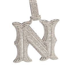 925 Sterling Silver Moissanite Diamond Letter N Pendant
