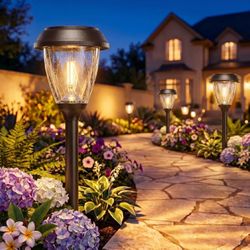 Glass Solar Pathway Lights Outdoor 6 Pack