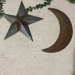 Farmhouse Metal Star + Moon Decorations
