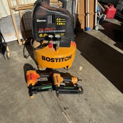 Portable 6 Gallon Air Compressor And Nail Guns. 
