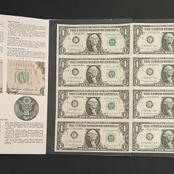 Uncut Sheets US $1 Dollar Bills 
