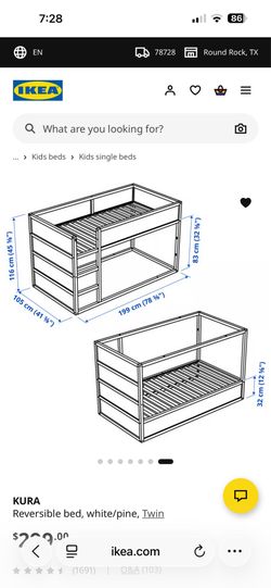 Twin bed with mattress