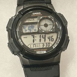 Casio AE1000W-1BWT, Illuminator Watch, 5 Alarms, 10 Year Battery, World Time-