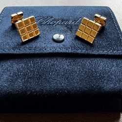 Chopard 18k Yellow Gold Cufflinks Jewelry Ice Cube Men’s Design Rare Authentic