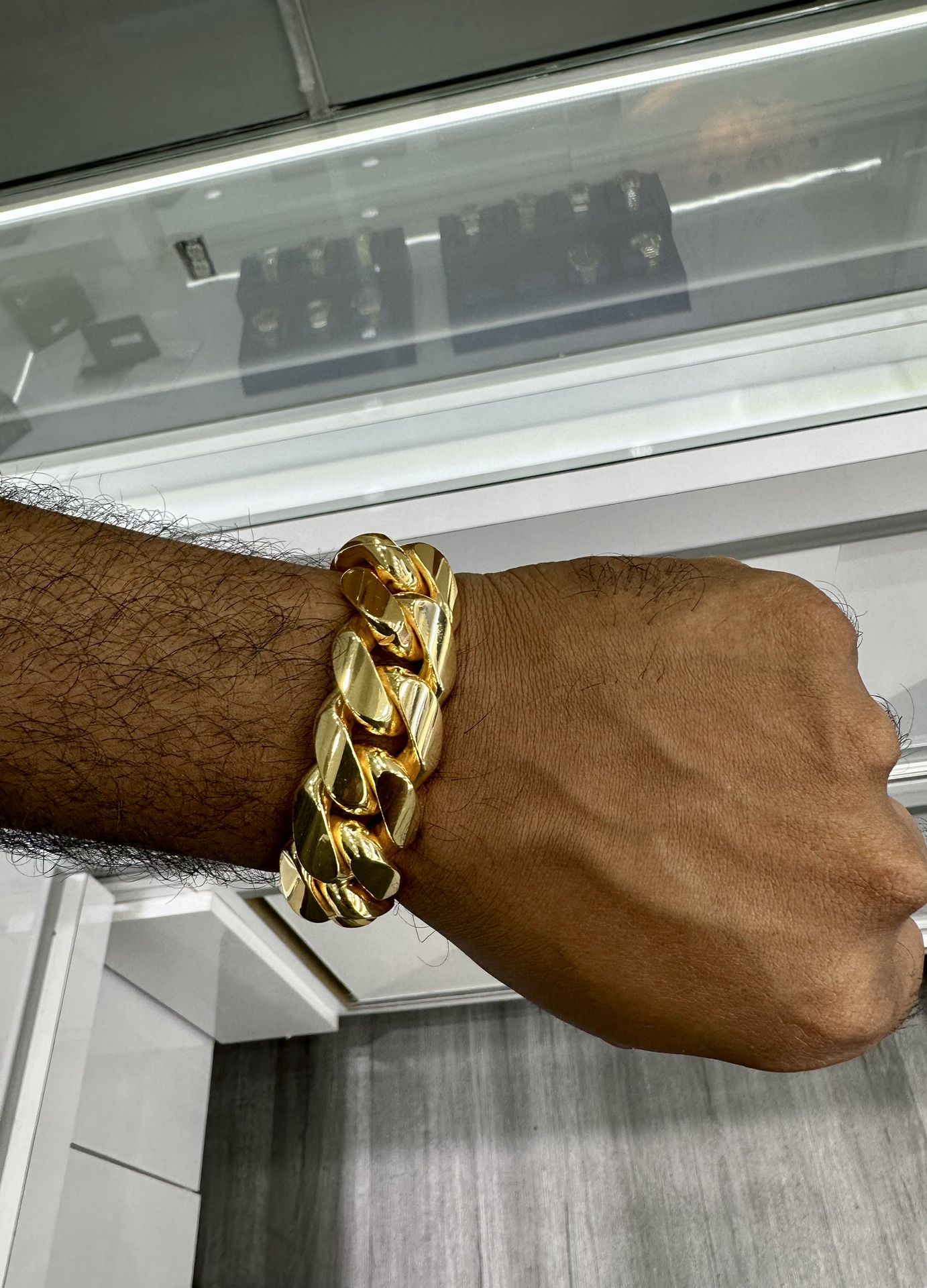 📞😱18mm 8.5” Miami Cuban Link Bracelet Triple Gold 14k On Pure Silver Glossy Fresh Look 📞🤯⚡️