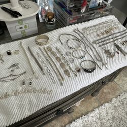 692.3 Of STERLING SILVER Jewelry (MANY VINTAGE) 💥 OPEN TO TRADES 💥 Matching CUBAN Link Chain And Bracelet ($1900 MELT)