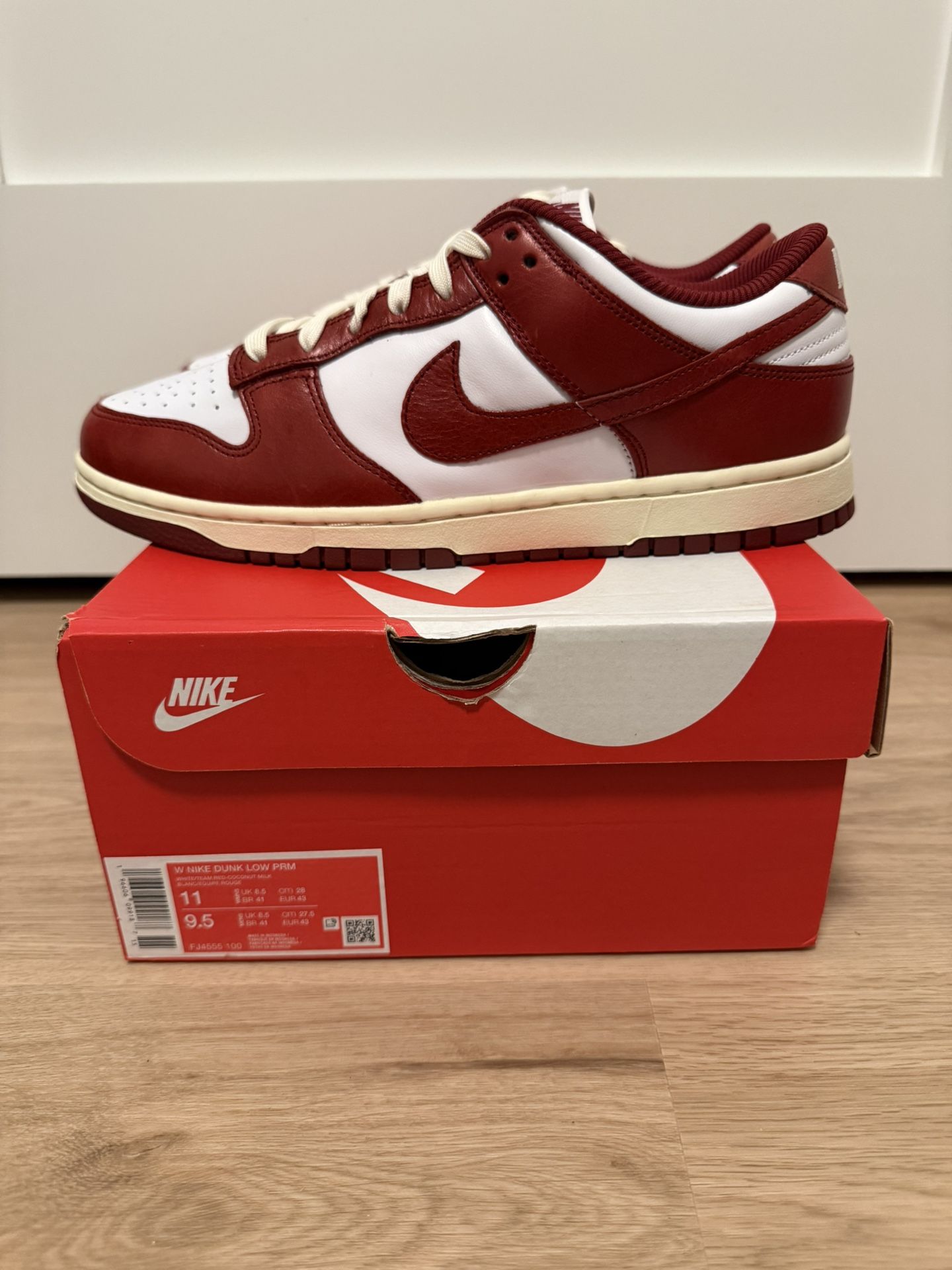 Nike Dunk Low PRM “Vintage Team Red” Women’s Size 11/Mens Size 9.5 FJ4555-100