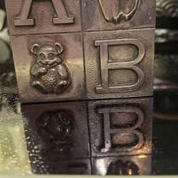 Vintage Silver-Plated Baby Block Coin bank