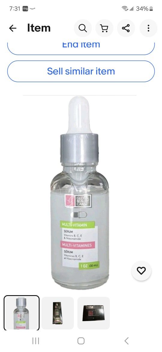 Global Beauty Care Multi-Vitamin Serum 1oz (30ml) 6M Animal Cruelty Free