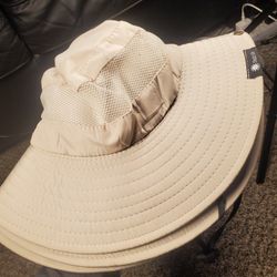 Unisex Outdoor Wide Brim Sun Hat with Solar Fan UV Protection Hiking Camping US