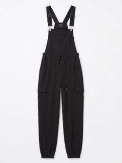 Black cargo overalls/jumpsuit, size M (8–10)