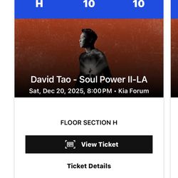 David Tao 陶喆12.20 LA concert Floor Ticket
