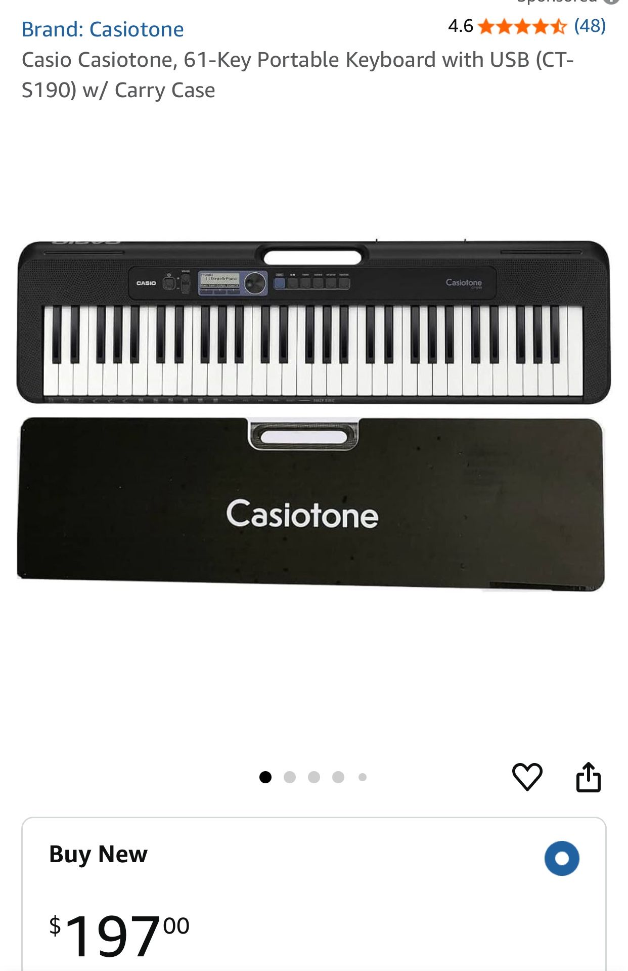 Key Board. Casiotone With Carrying Case. NEW