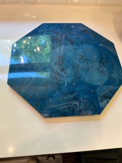 Vintage Rubbermaid Blue Marbled Resin Lazy Susan Turntable
