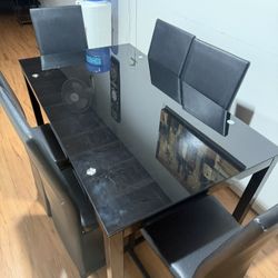 Black Glass Dining Table For Sale